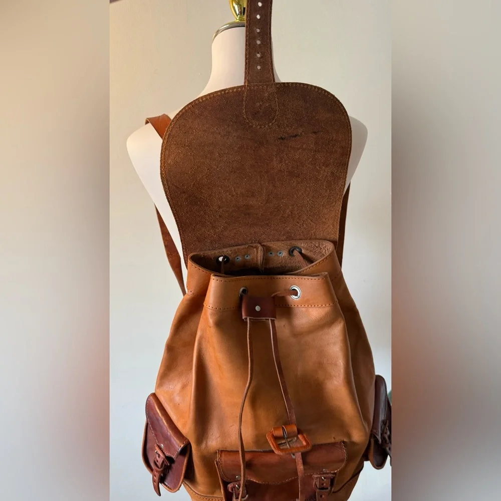 Cowhide Leather Handmade Large Backpack